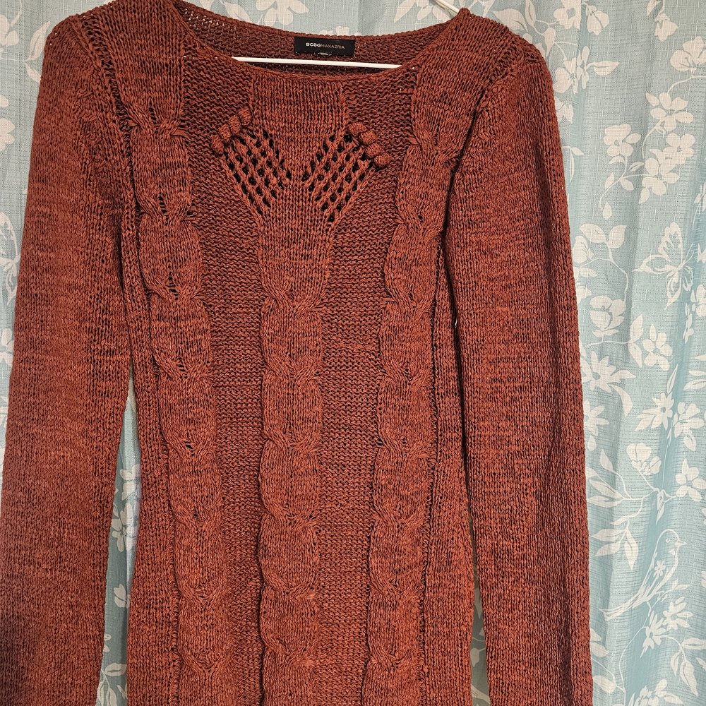 BCBGMaxAzria Cable Knit Sweater. rust color.